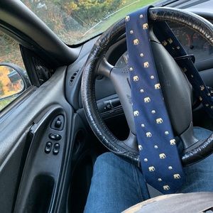 Blue silk elephant tie